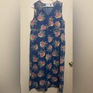 Vintage Denim Floral Maxi Dress - Westbound - Size L